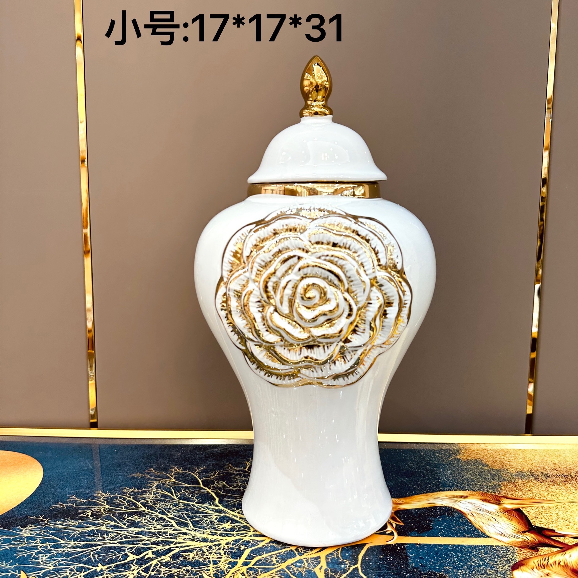 2025 New European-style electroplated gold ceramic general vase decoration, light luxury handicrafts, model room soft decoration, entrance hall decoration, vase wholesale, ceramic vase, simulated flower belt vase, vase, vase, hydroponic vase pic 9
