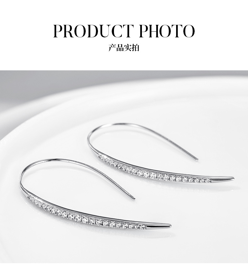 银幸汇2023年新款欧美简约冷淡风长款耳环s925纯银气质耳环批发详情4