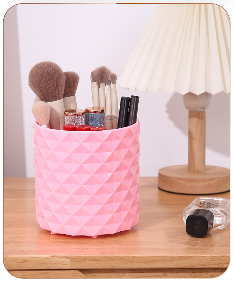 360-degree rotating pen holder, large-capacity makeup brush bucket, desktop storage box, cosmetics and lipstick storage box, rotating bucket pic 14