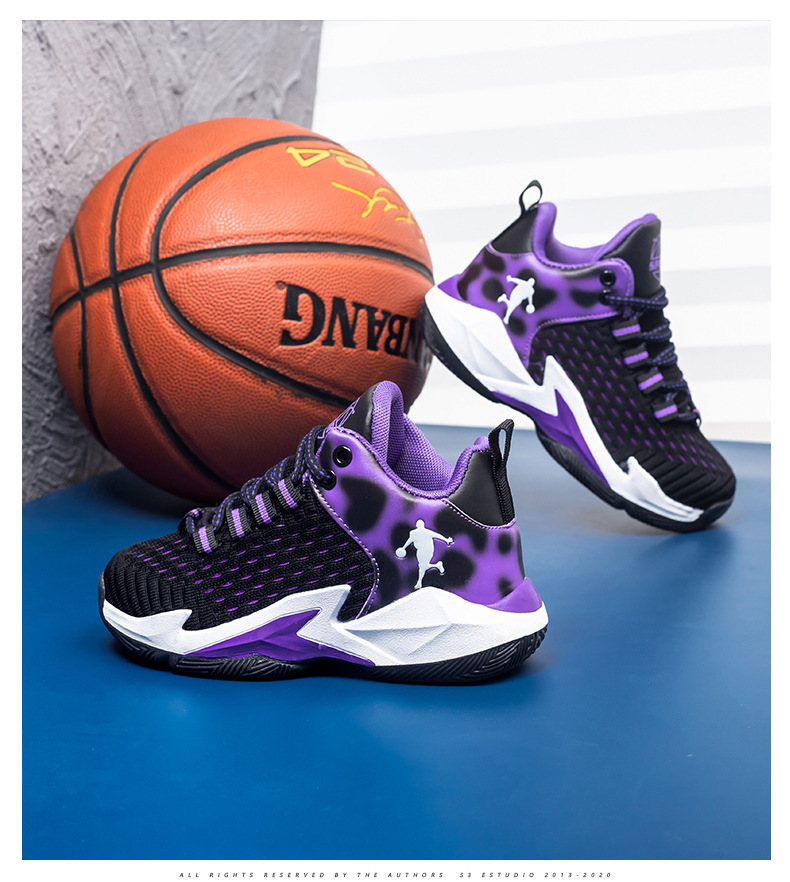 跳跳虎品牌童鞋2022夏季新款男童篮球鞋韩版飞织透气儿童运动鞋子详情12