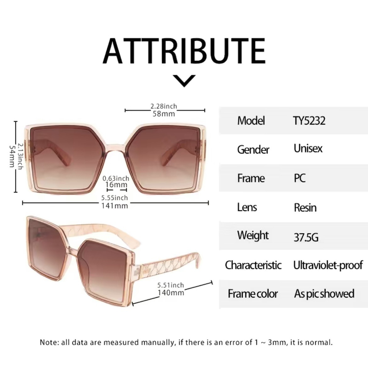 新款欧美风潮流太阳镜百搭跑量速卖简约墨镜果冻渐变色sunglasses详情6
