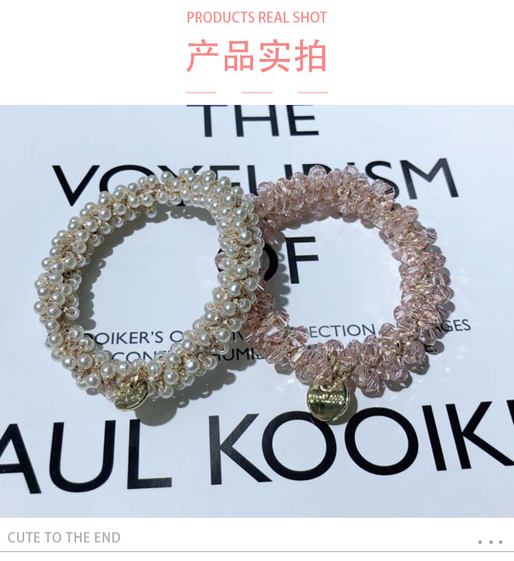 Korean headwear, pearl crystal hair band, bracelet, dual-purpose hair tie, female Internet celebrity, simple and ins fairy-style hair tie, leather band pic 5