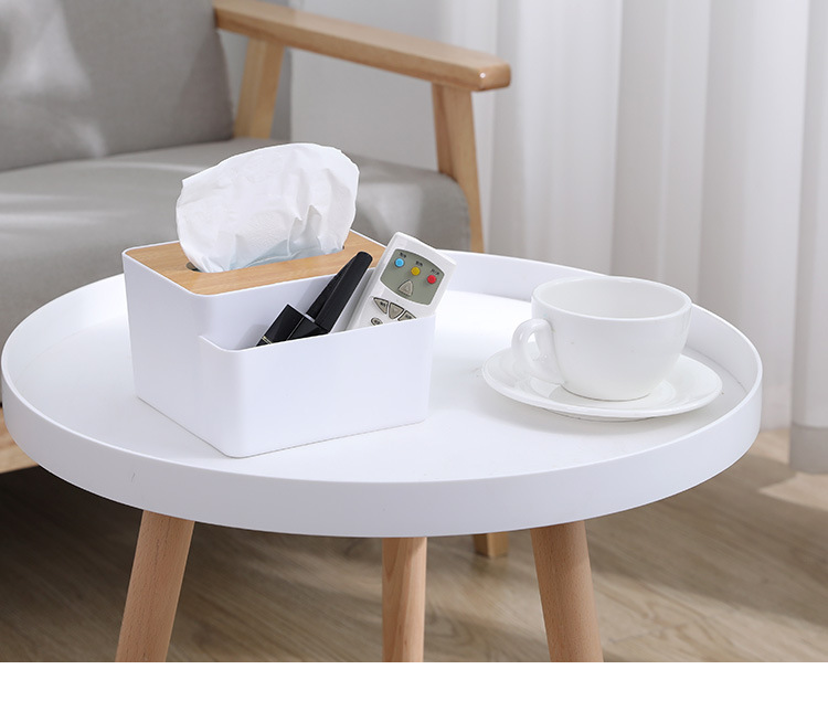 多功能竹木盖纸巾盒创意桌面抽纸盒家用客厅简约塑料遥控器收纳盒详情15