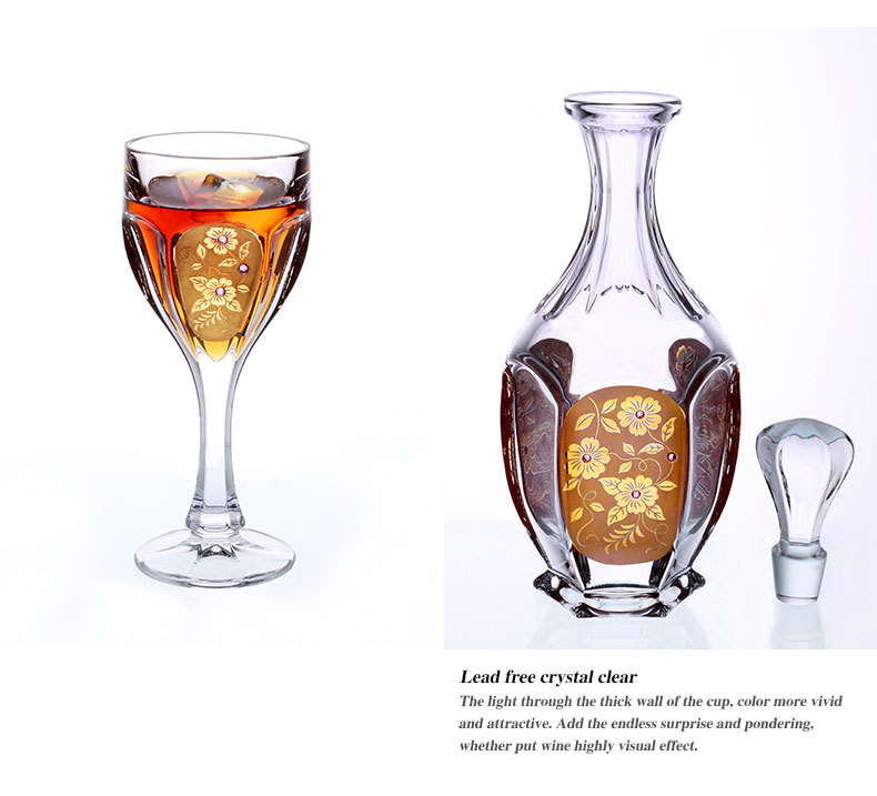 Czekh crystal champagne whisky diamond, a set of wine glasses with gold plating and diamonds pic 10