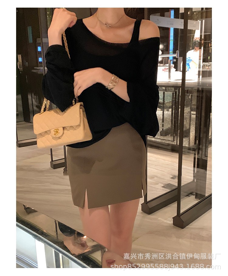 A two-piece set of woolen sun protection long-sleeved knitted top and vest for women in Spring/Summer 2024, featuring a thin, loose and casual cardigan T-shirt pic 18