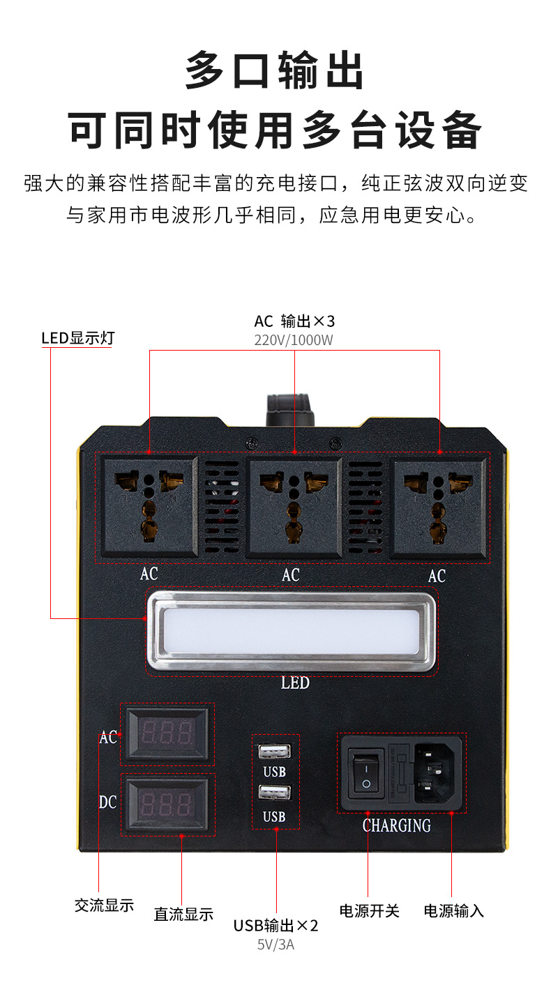 1200W outdoor power supply, large-capacity portable camping cooking energy storage power supply, 220V emergency power supply, large capacity pic 4