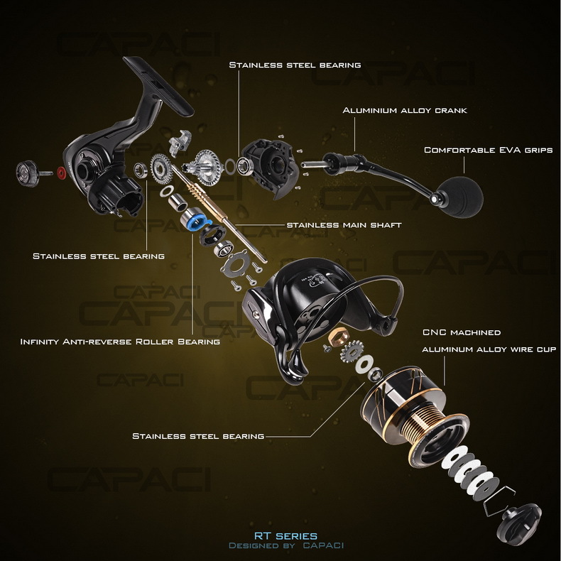 28019 CAPACI [RT Series Spinning Wheel] Metal swing arm line cup fishing reel, sea fishing gear pic 5