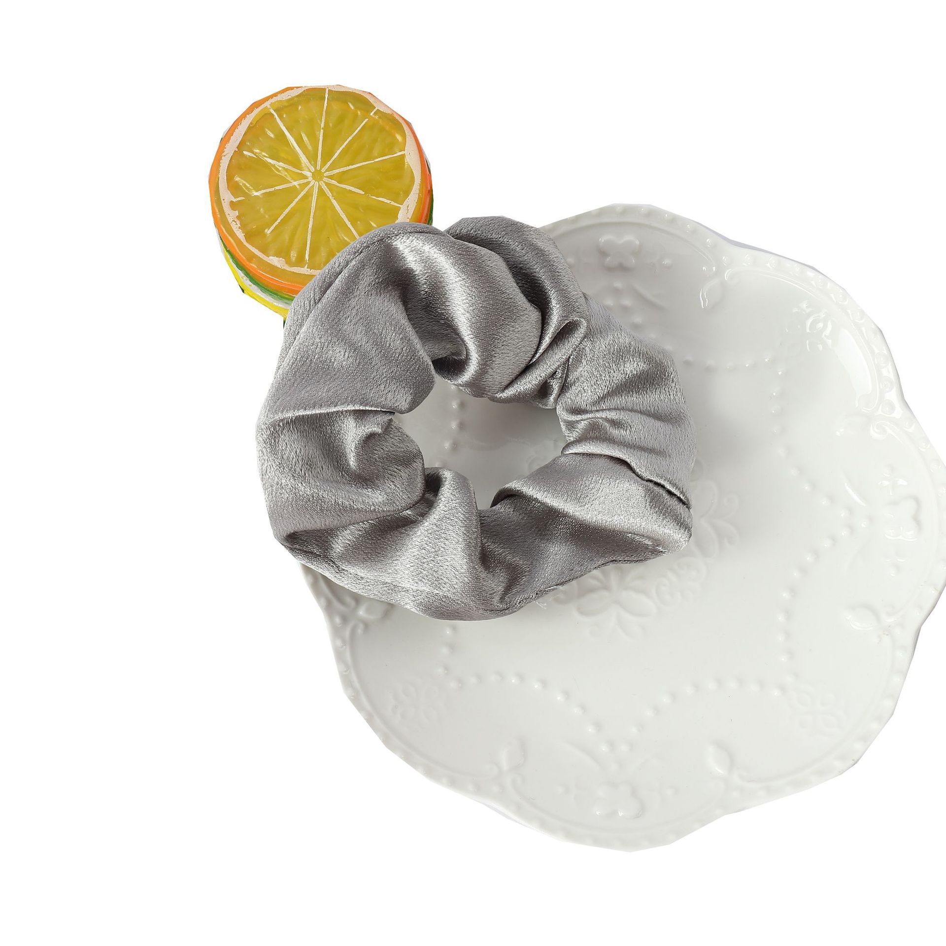 Cross-border solid-color crystal satin hair tie, elegant headwear, simple hair tie, hair accessory, small hair band, large fat intestine hair band pic 24