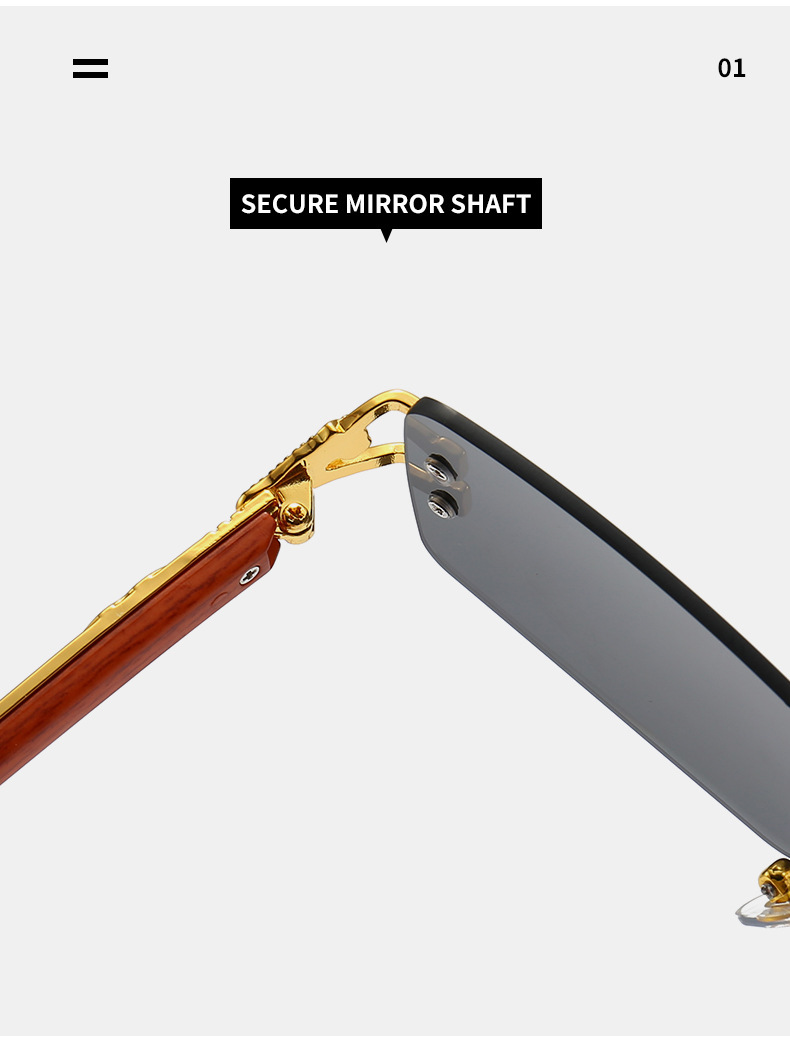 新款时尚无框太阳镜男款个性豹子木纹镜腿方框墨镜女潮跨境批发详情14