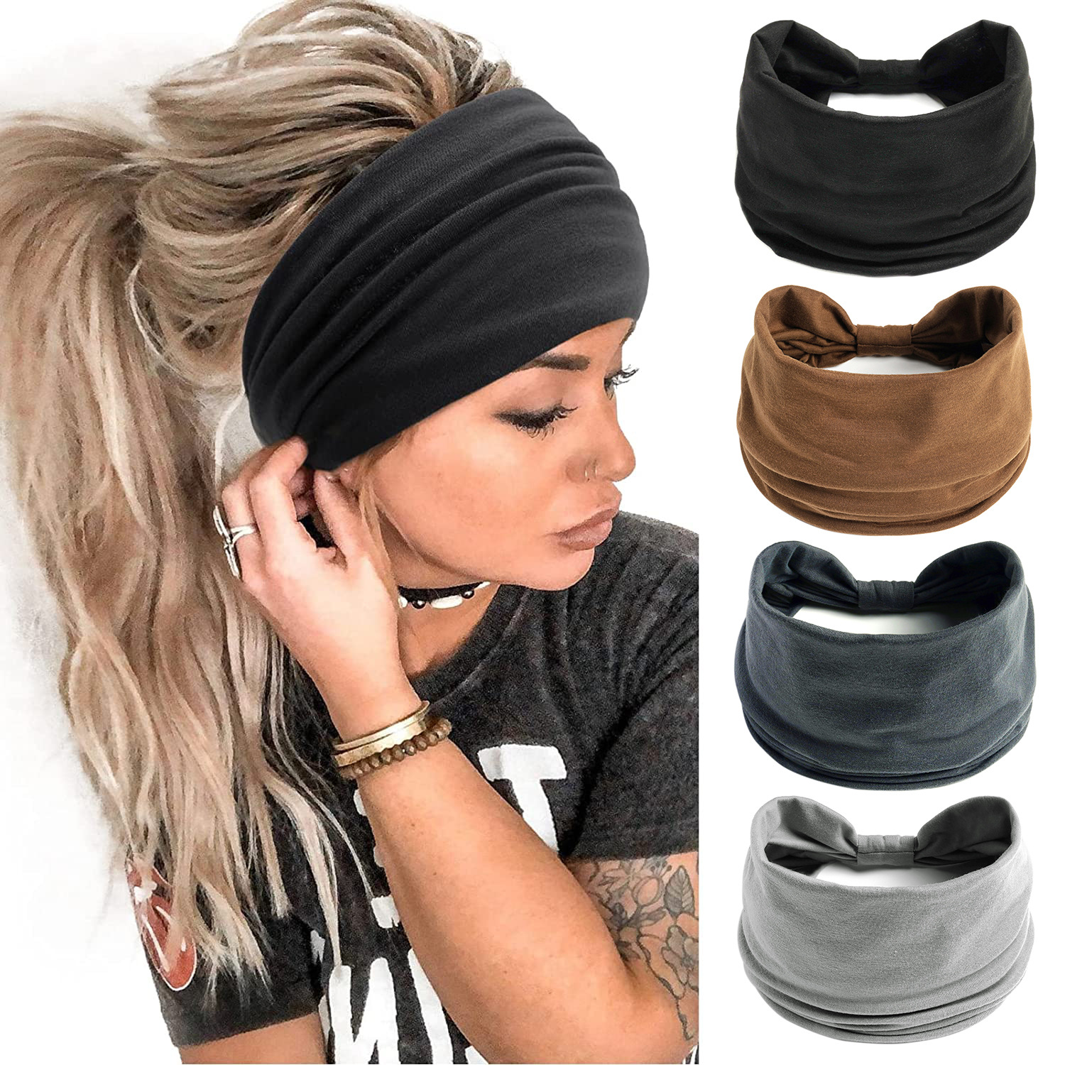 European and American solid-color elastic sports hair band, yoga hair band, anti-sweat and sweat-absorbing maca headband, waist wrap hair band for women pic 10