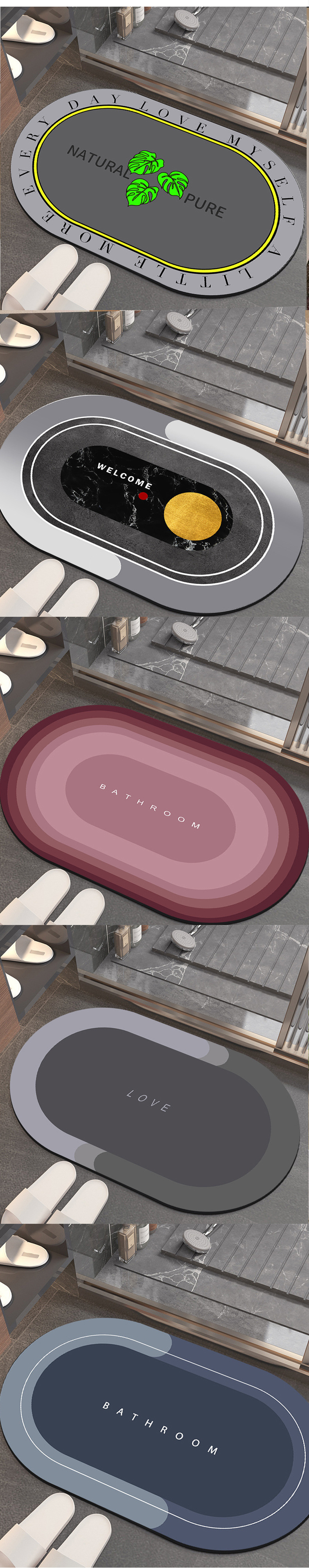 Cute cartoon soft cushion absorbent floor mat, bathroom absorbent foot mat, carpet, entrance foyer and door mat pic 4