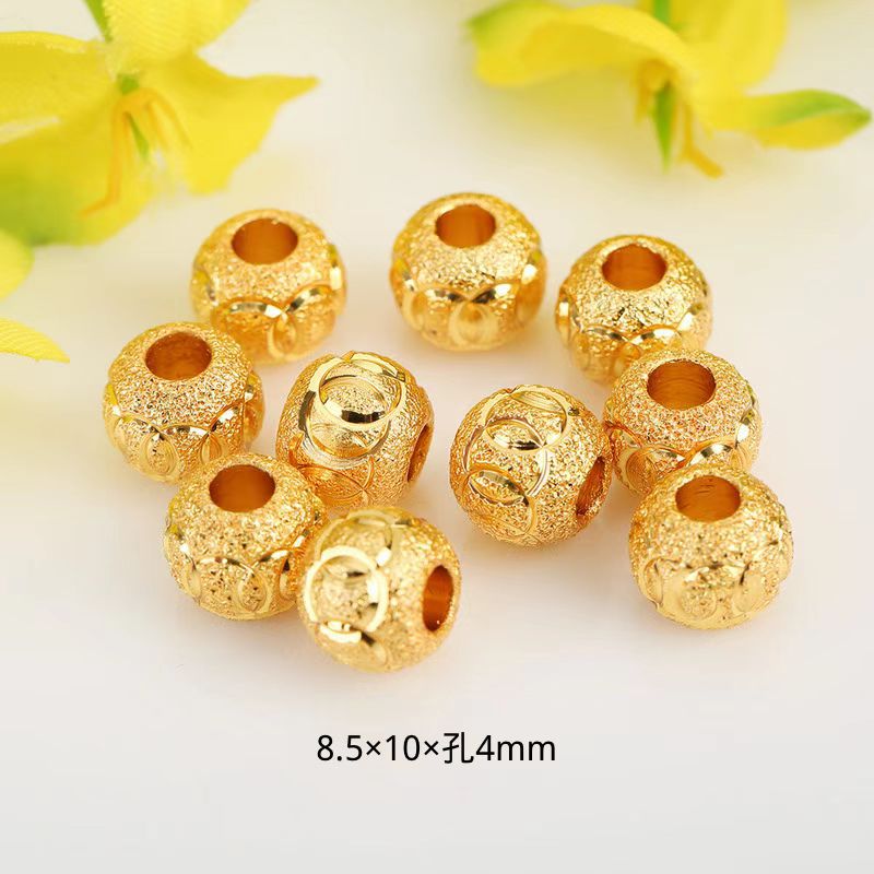 18k gold-plated color-preserving sand gold loose beads embossed lucky beads diy jewelry bracelets, necklaces, beaded sand gold accessories wholesale pic 16