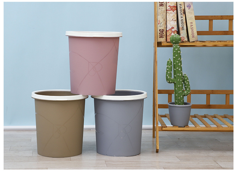 Q803 integrated plastic trash can with pressure ring, household sanitary bucket, garbage basket, integrated flip cover and pressure ring trash can pic 17