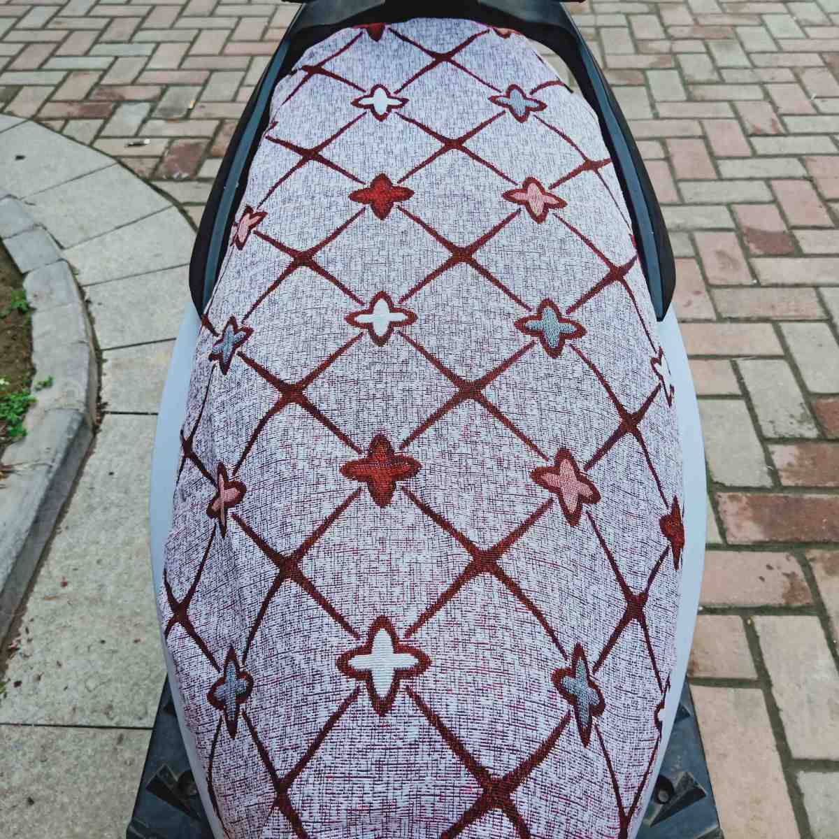 四季通用亚麻布踏板电动车座套防晒耐用电瓶车摩托车电车坐套包邮详情3