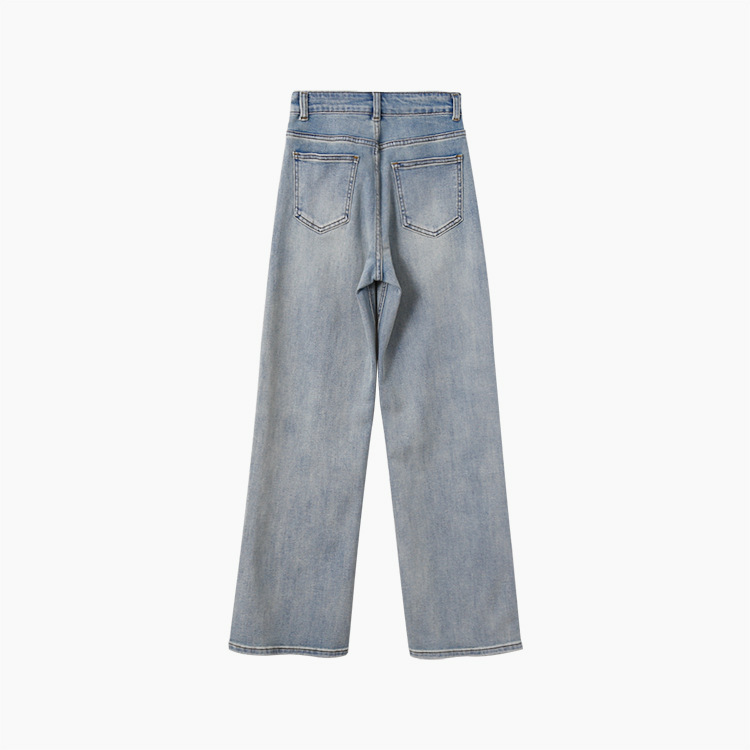 Korean chic washed cotton jeans for women 2023 summer new style narrow stretch wide-leg pants pic 34