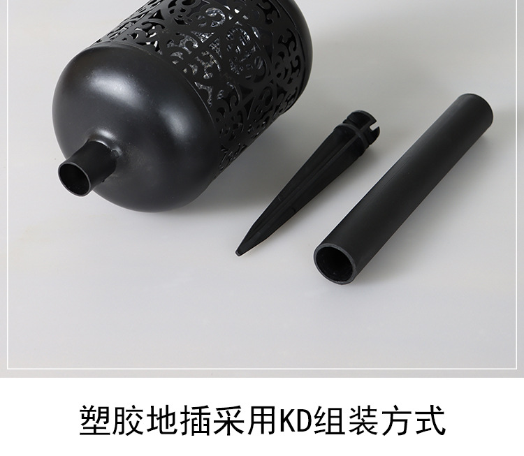 跨境五金铁艺花纹镂空太阳能LED感应火焰灯地插花园别墅户外装饰详情10
