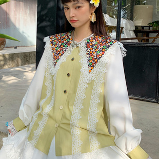 2022春新款复古英伦风不对称军绿色西装外套宽松垫肩西服女AS023详情12