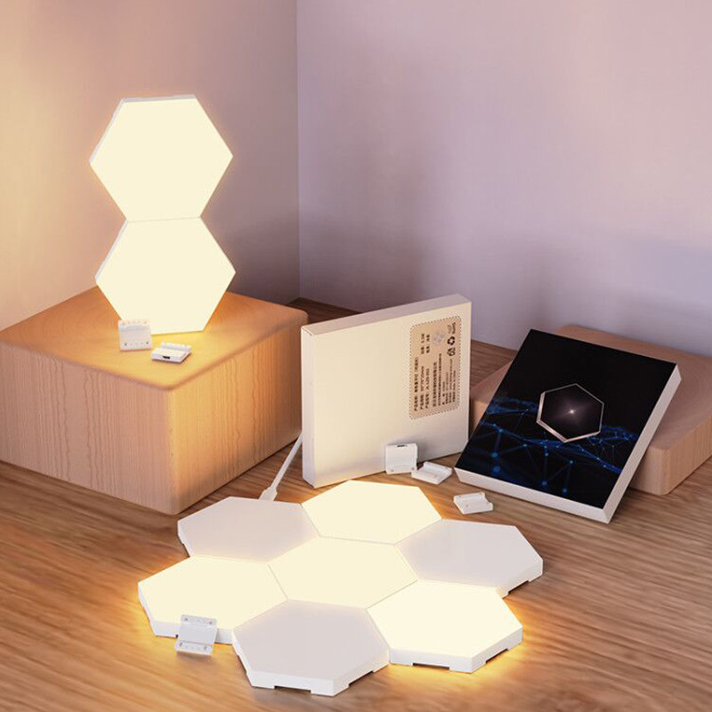 新款蜂窝六角边形拼接灯触摸壁式床头led小夜灯氛围装饰暖光灯详情10