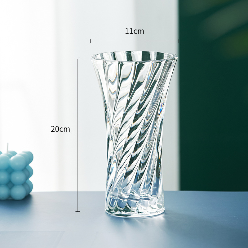 Yuxing thickened transparent crystal glass flat-bottomed transparent glass vase, living room decoration, hydroponic plant, lucky bamboo, lily vase, vessel, home decoration pic 15
