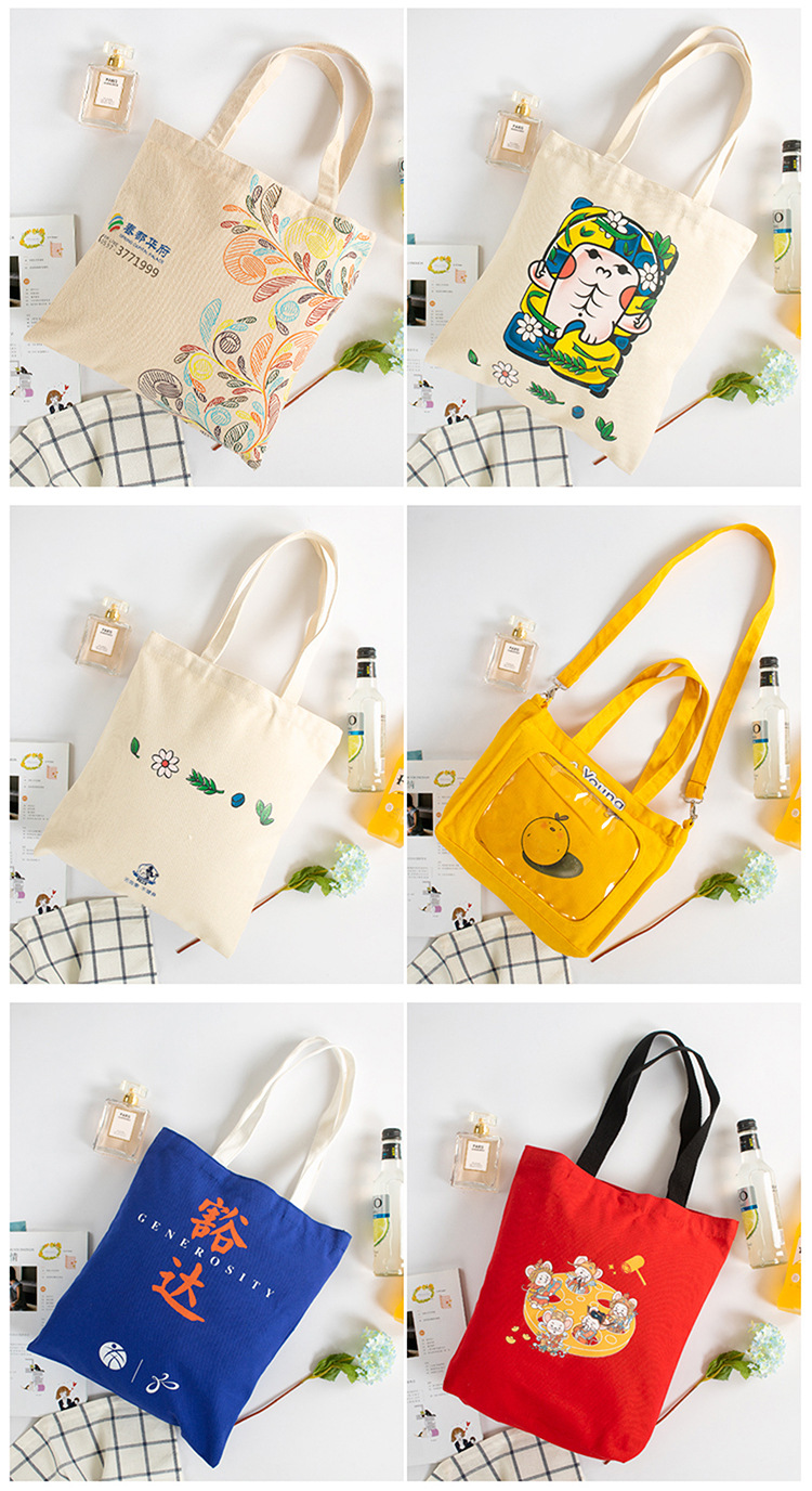 Fashionable printed canvas bags, custom-made hand-held shopping bags, eco-friendly advertisements, drawstring double-shoulder backpacks, cotton bags pic 15