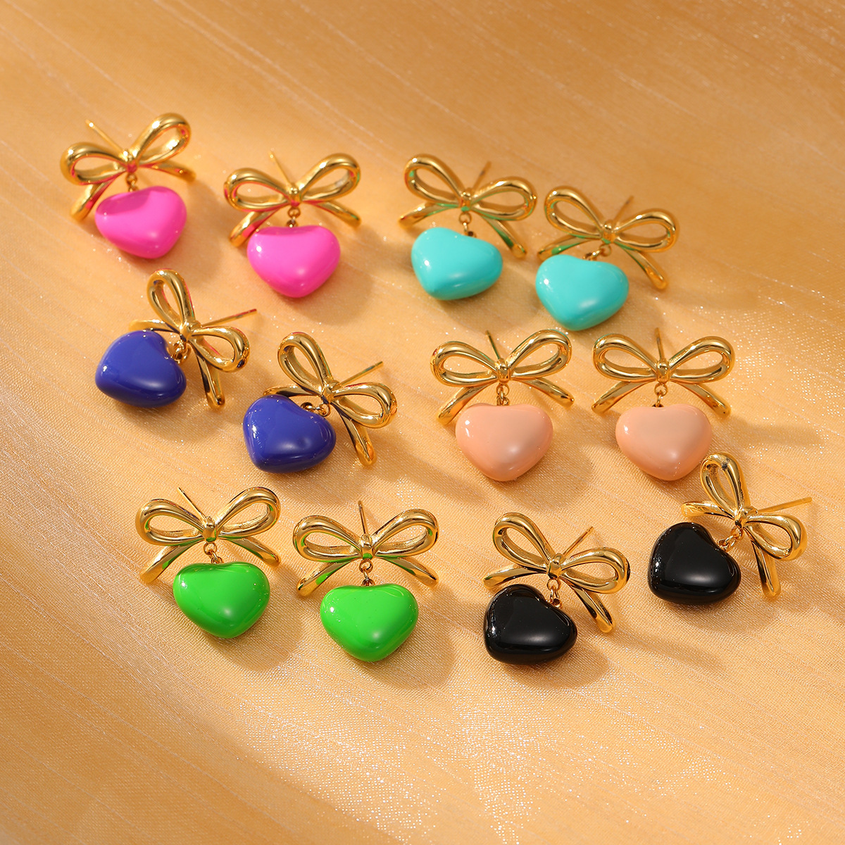 夏季彩色滴油钛钢耳环简约设计百搭轻奢高级感夏天水滴耳饰不掉色详情4