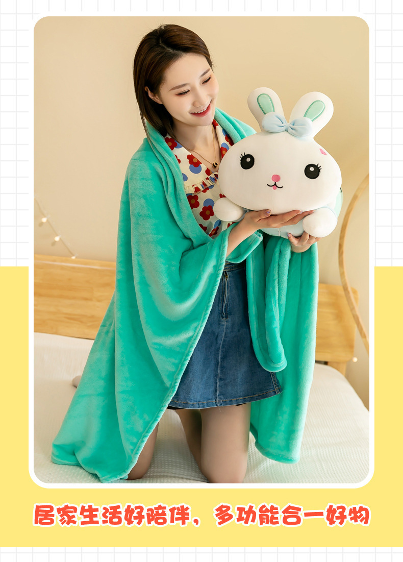Wholesale of cartoon milk tea rabbit air conditioner quilts, two-in-one car air conditioner quilts, throw pillows, nap pillows and quilts, cross-border export pic 16