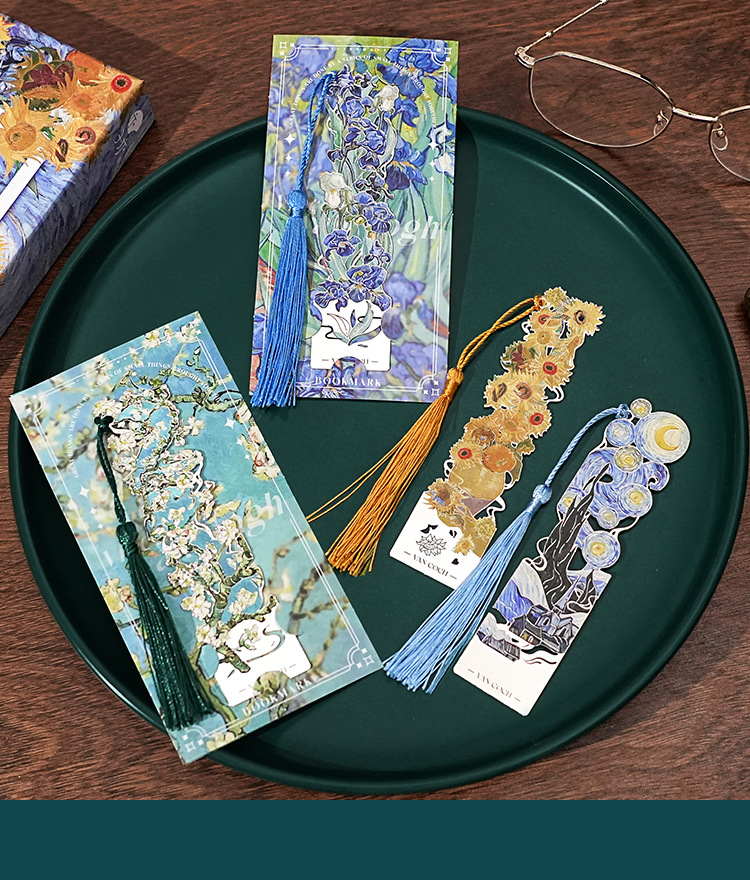Encounter Van Gogh series oil painting hollowed-out metal bookmarks, retro, high-end and exquisite bookmark souvenirs, student gifts pic 10