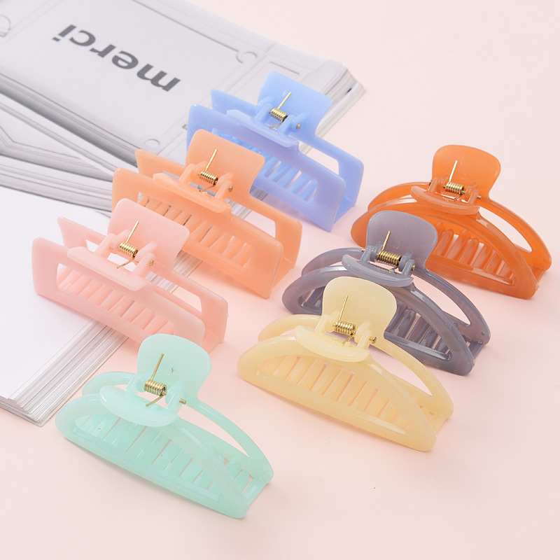 大号抓夹发量多女式时尚发夹透明号橡皮漆大架子头发抓夹批发详情7