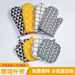 跨境批发定质厨房纯棉涂银加厚耐高温隔热手套防烫烘焙烤箱手套详情5