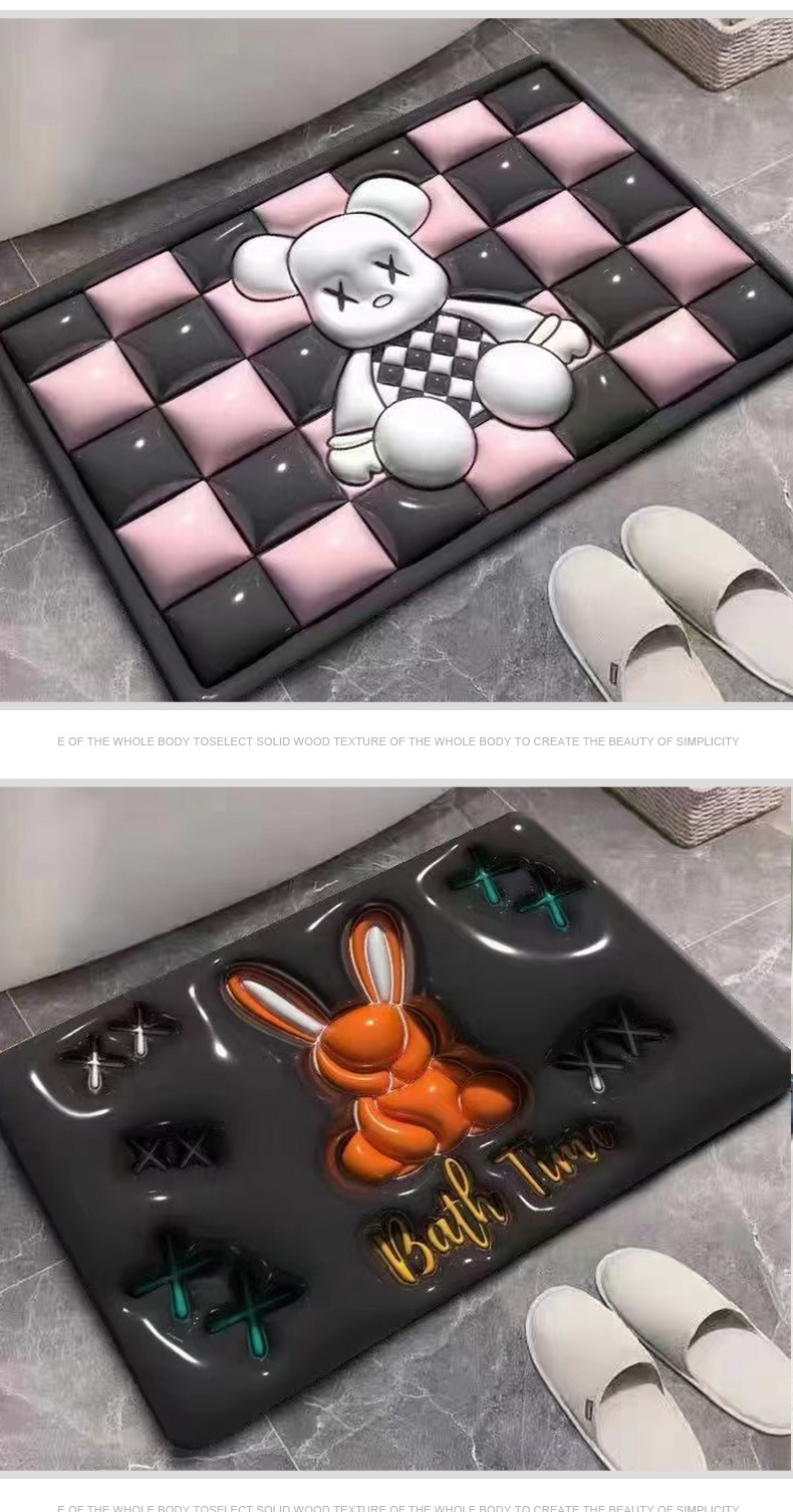 新款膨胀3D视觉硅藻泥地垫浴室蹭脚吸水门垫入户卡通硅藻泥地垫详情13