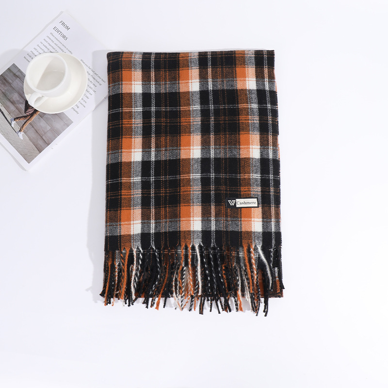 格子围巾女2023冬季新款百搭保暖刺毛仿羊绒流苏披肩围脖外贸批发详情20