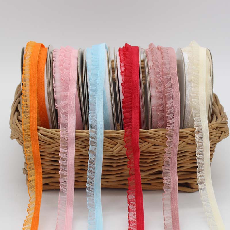 In stock: 1.0cm single-sided black fungus snow yarn lace elastic band for baby clothes, decorative accessories, home textile edging materials pic 1