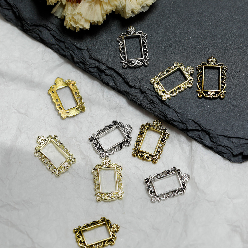 shanilak Kloxin nail art rhinestone jewelry, retro aged photo frame, alloy, Japanese and Korean style, exquisite hollowed-out DIY nail decoration bestseller pic 8