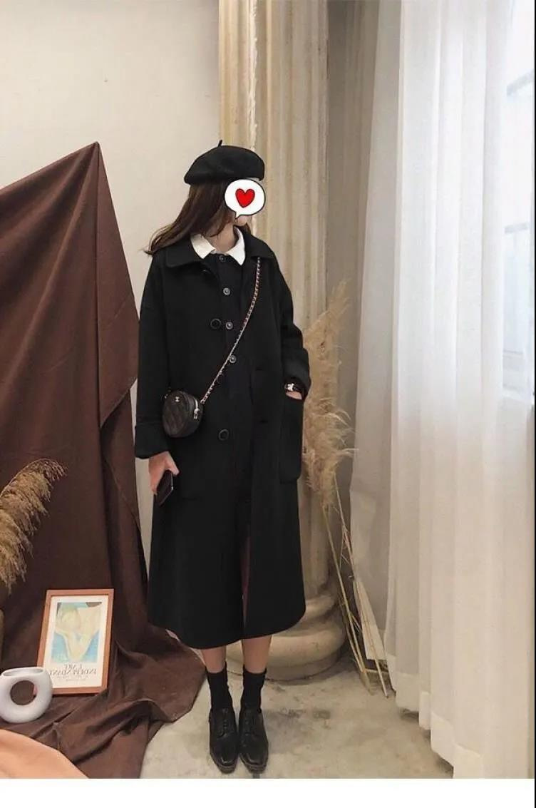 POLO领呢子大衣女中长款毛呢外套2022秋冬流行小个子风衣外套女装详情13