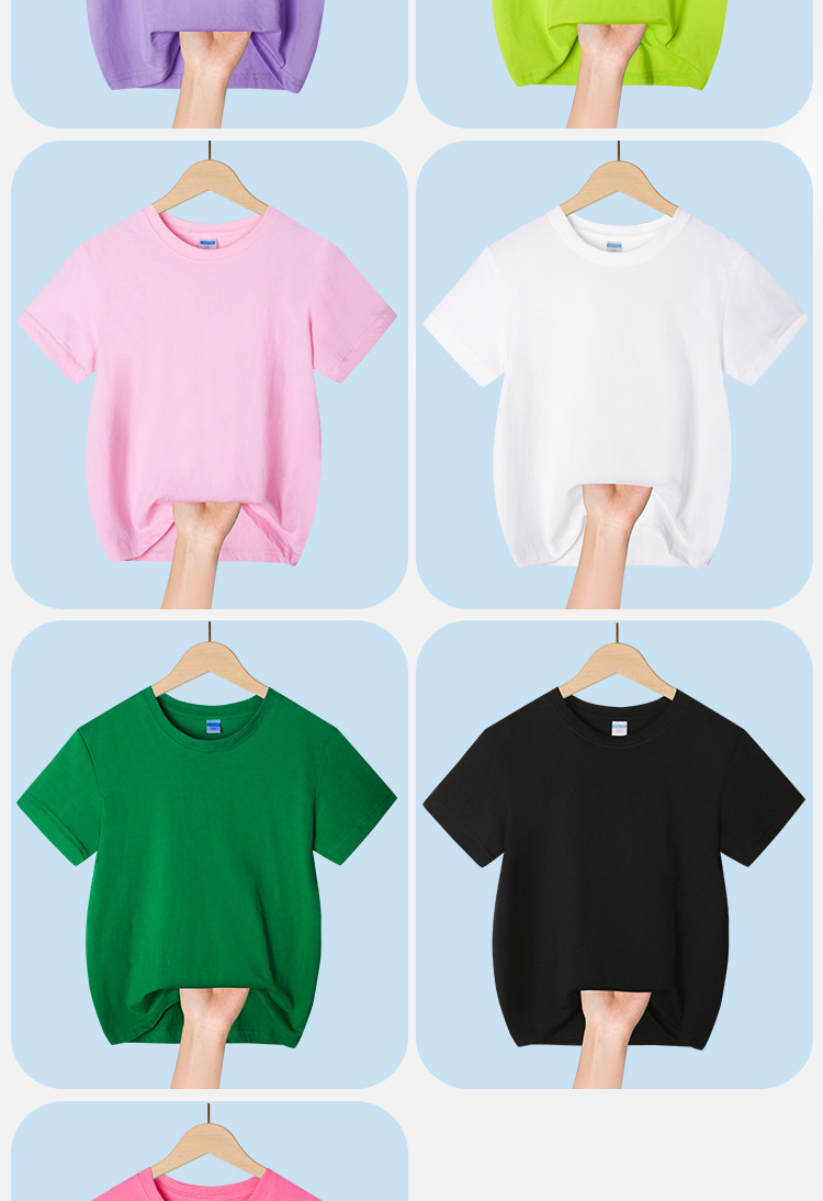 糖果彩色儿童短袖T恤中小童体恤衫圆领宽松毕业班幼儿园亲子装详情10