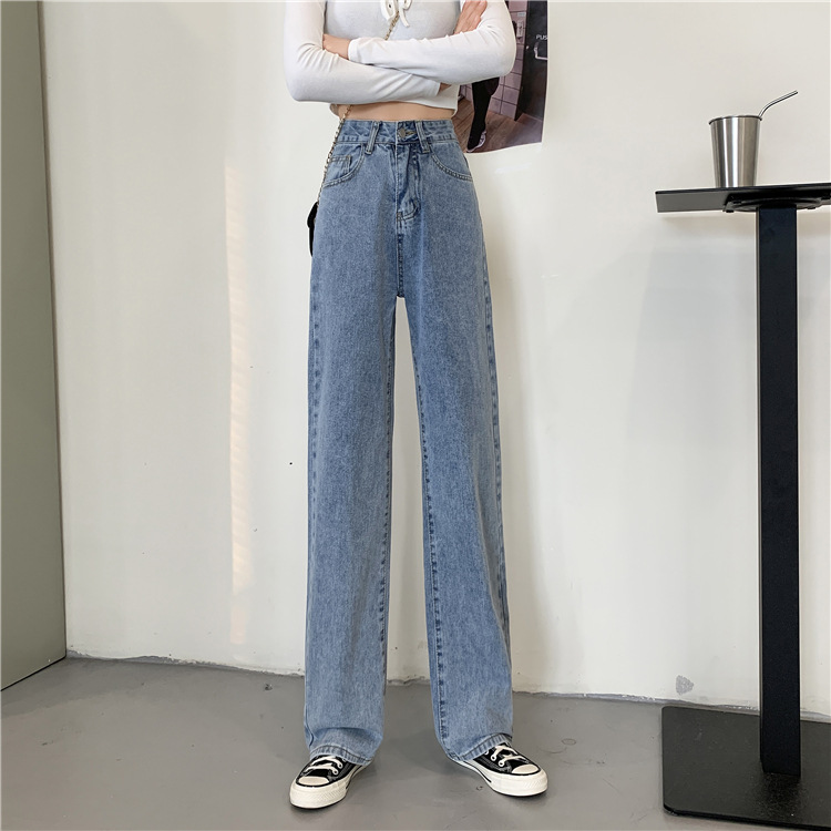 Spring 2021 new loose jeans for petite women, high-waisted and slimming, wide-leg and straight-leg pants, trendy on Instagram pic 13
