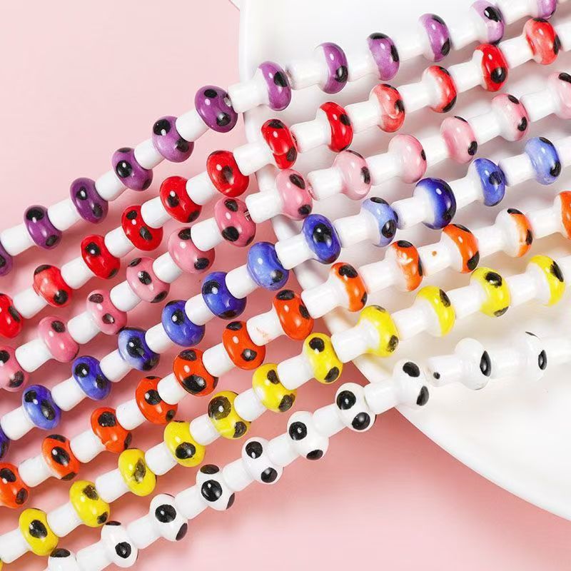 Simple and colorful ceramic pearlescent surface fish five-petal flower beads scattered beads diy handcrafted beaded bracelet decoration accessories pic 37