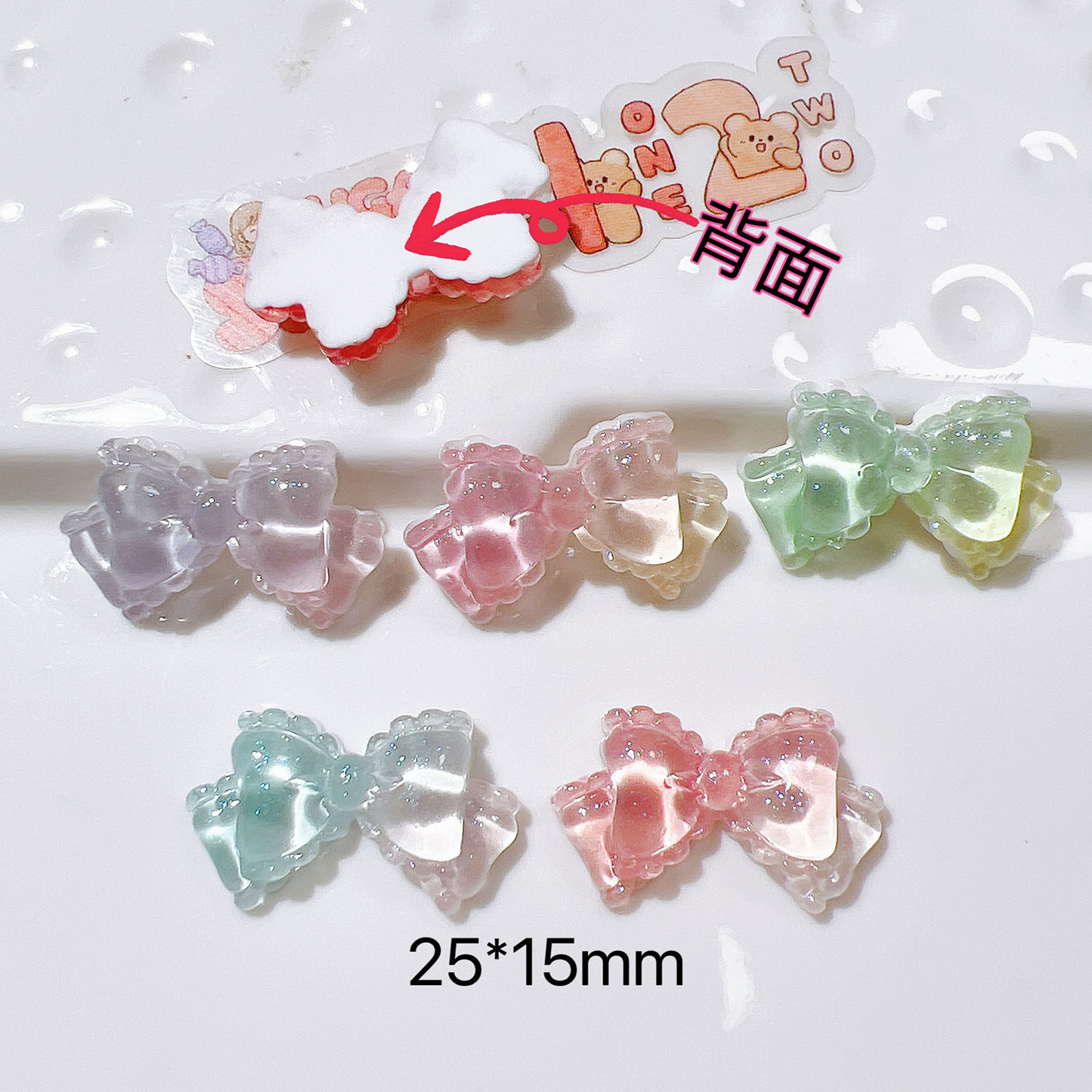 树脂配件批发diy配饰鞋扣手工材料水杯贴奶油胶发饰渐变色花朵详情4