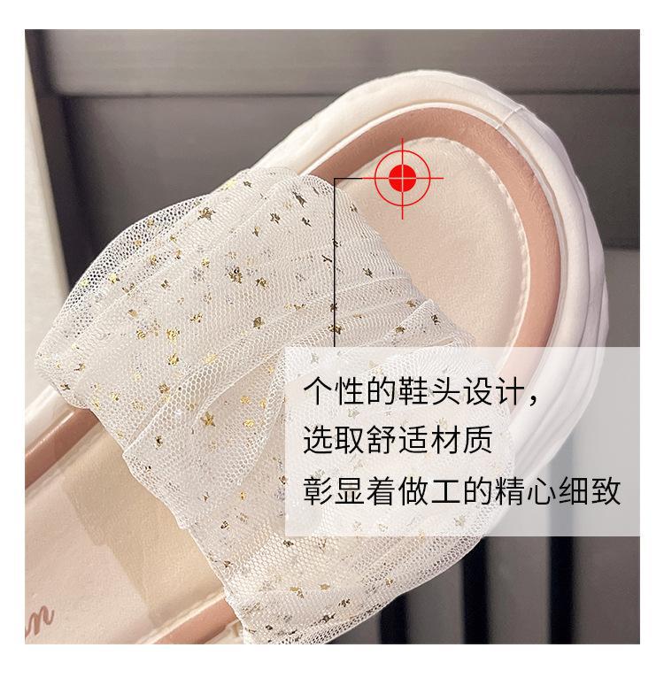 2023新款夏天外穿时尚凉拖一脚蹬鞋子蕾丝珍珠仙女凉拖鞋厚底软底详情16