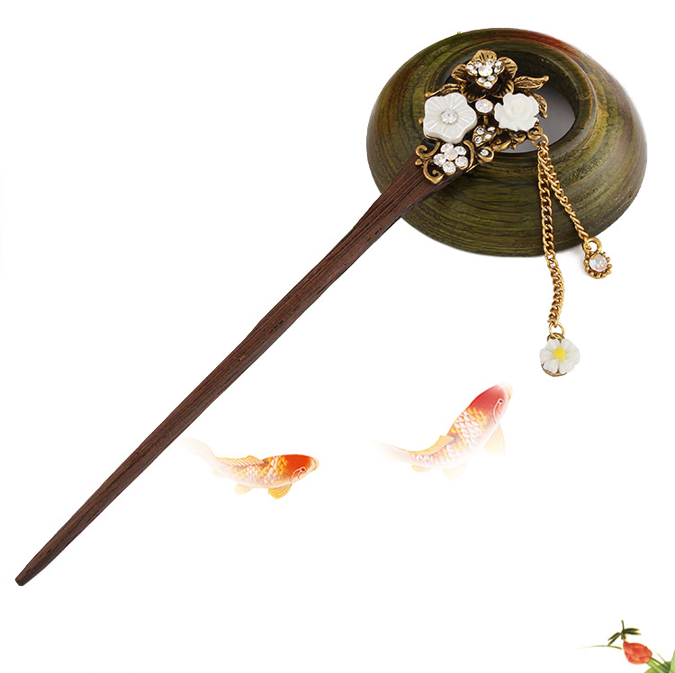 复古发簪 盘发头饰品古典发钗 女式步摇流苏鸡翅木簪子十元热销详情27