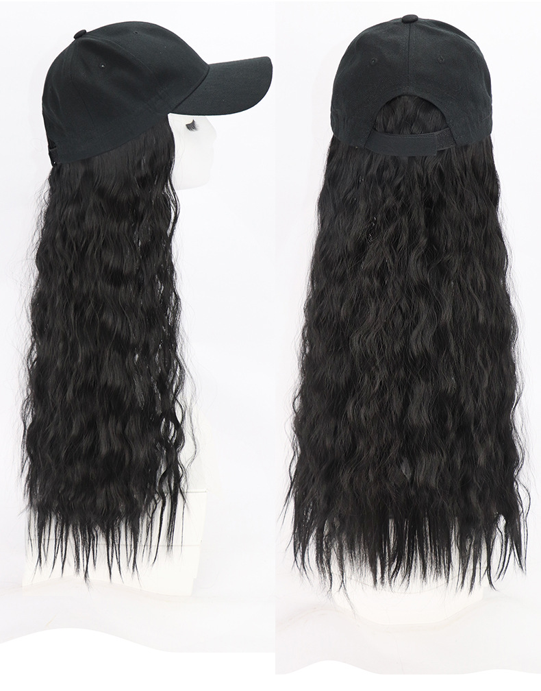 Wholesale of wigs for women, long curly hair, popular wool curls, fashionable baseball caps, new-style hats and wigs in one piece from the manufacturer pic 13