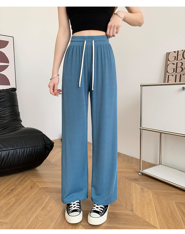 Ice silk wide-leg pants for women, long pants with a drooping effect, summer petite high-waisted slimming casual pants, loose straight-leg pants pic 22