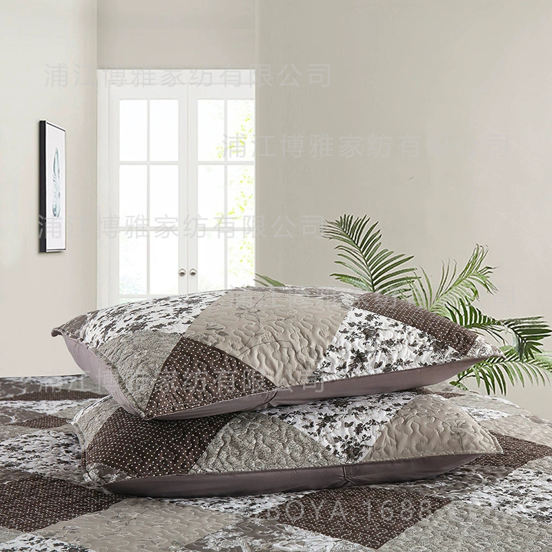 Boya frosted three-piece set, light luxury long-staple cotton quilt cover, warm and skin-friendly sewing quilt, bedding, sewing bed cover pic 11