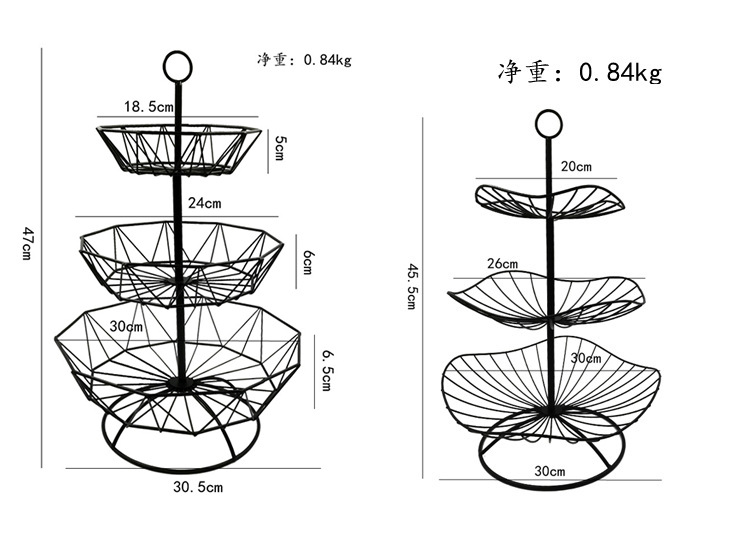 铁艺水果篮创意家用糖果水果盘北欧三层简约跨境格调干果盘批发详情13