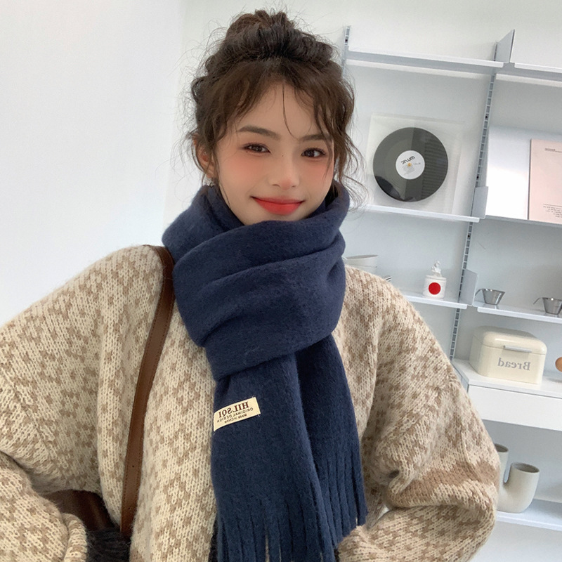 新款秋冬季围巾高级感仿羊绒百搭针织披肩韩版纯色保暖围巾情侣详情23