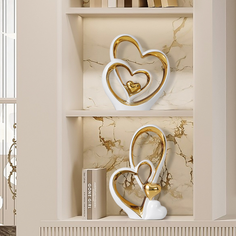 Light luxury and high-end, heart-to-heart, high-end creative decorative items for home living room, entrance hall, wine cabinet, bedroom, bedside table decoration pic 6