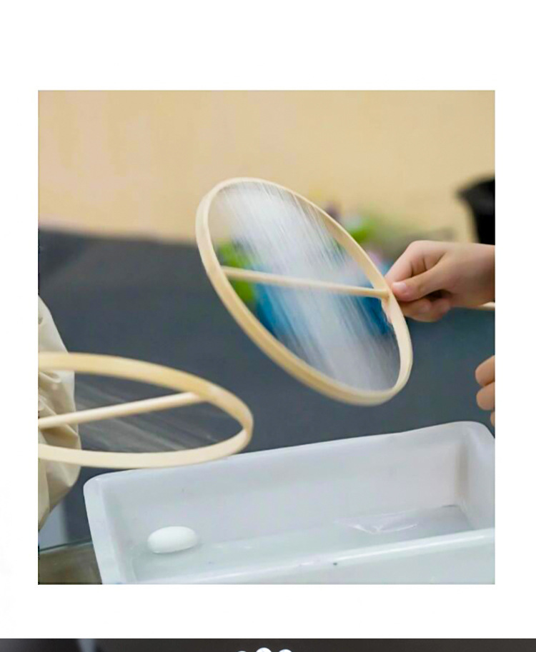 蚕丝扇diy材料包手工框架扇骨异形团扇圆长柄蚕茧幼儿园扇子装饰详情9