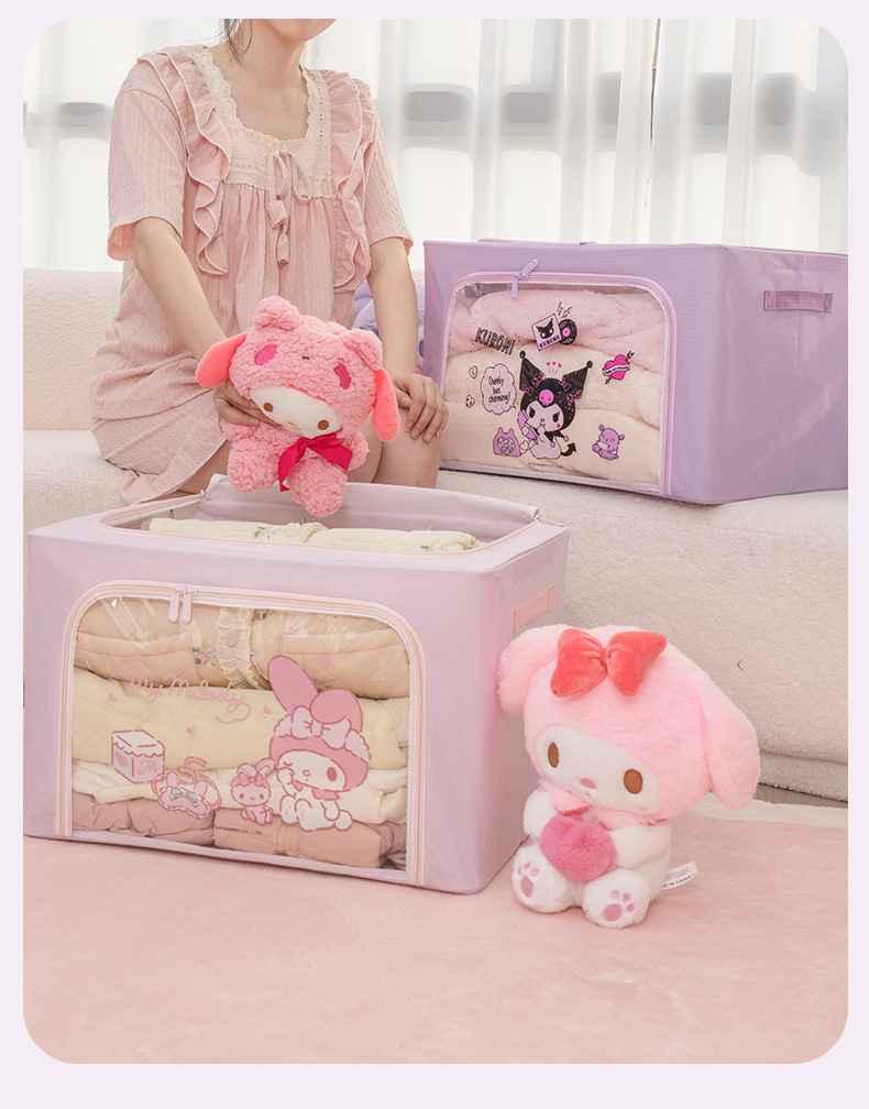 卡通钢架箱三丽鸥正品开窗收纳箱子牛津布百纳箱可折叠被子收纳盒详情16