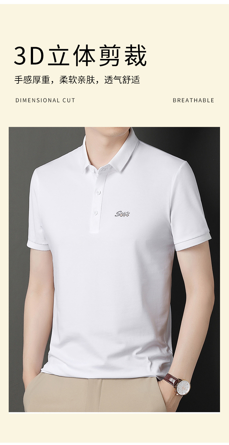 Verano 2024 solapa hombre camiseta de manga corta de algodón Polo hombre casual basis solid color tops wholesale pic 5