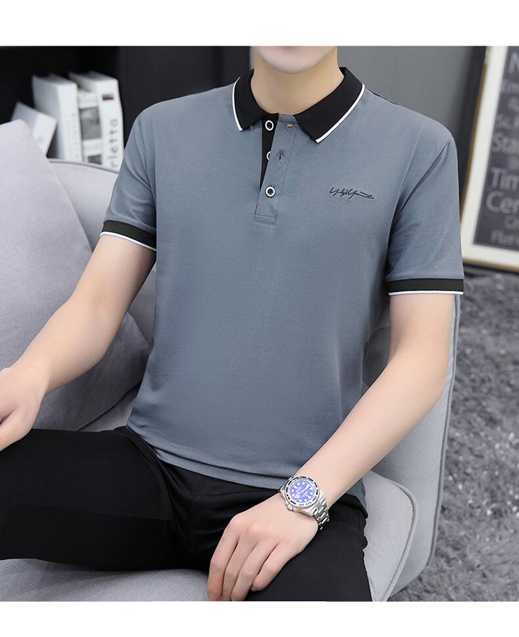 爆款纯棉短袖T恤男夏季新款翻领polo衫男士潮流详情19